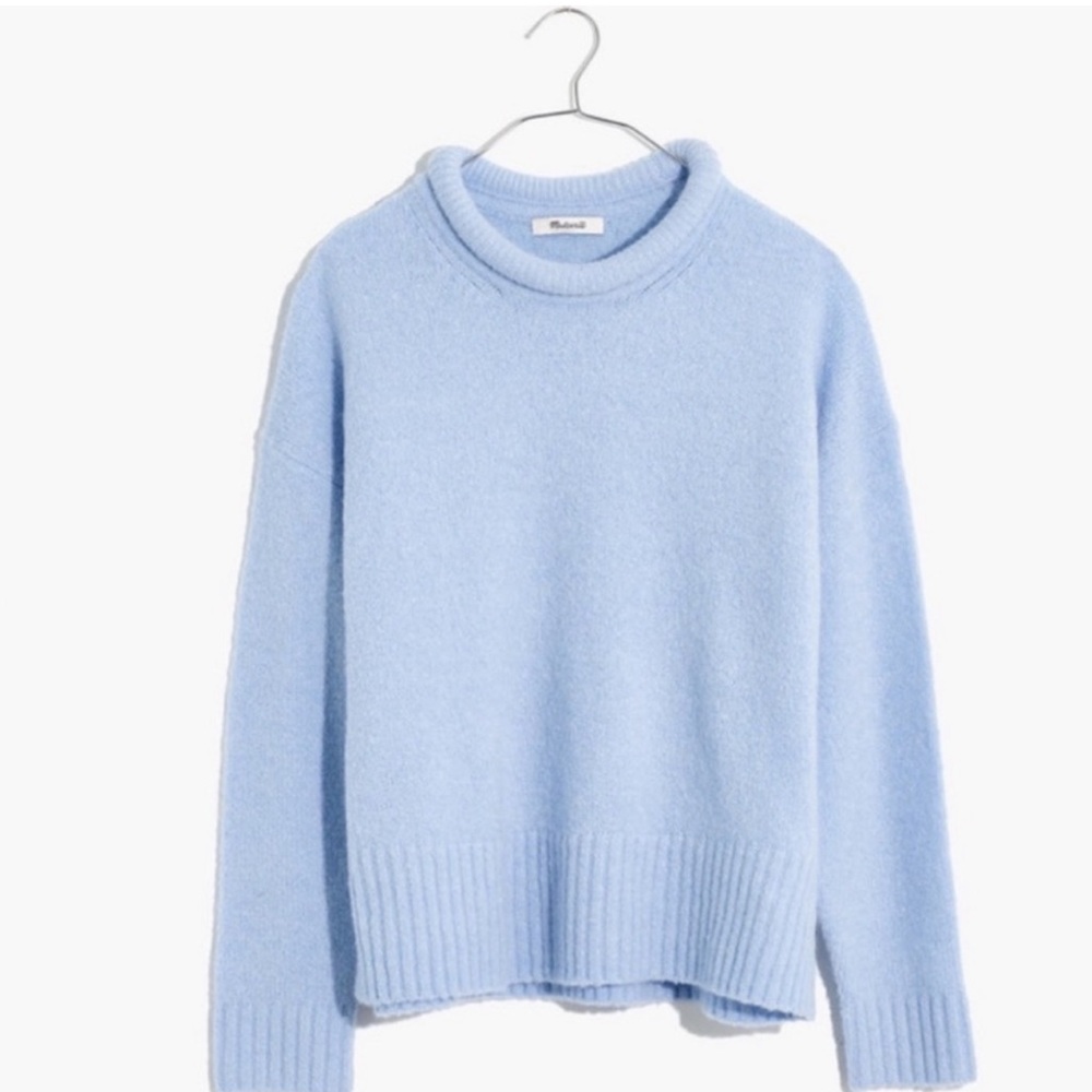 Madewell Fulton Soft Knit Pullover Sweater in Baby Blue